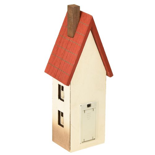 Produkt Drewniana dekoracja domku, latarnia, naturalna czerwień, na baterie 8,5×6,5×22cm