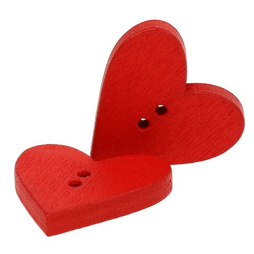 Floristik24 Guziki drewniane serca 2,5cm czerwone 48 szt
