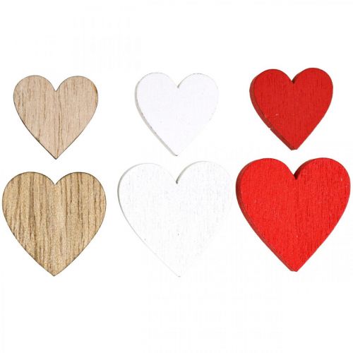 Drewniane serce rozproszone dekoracje ślubne serca drewno 2,5/2/1,5cm 48 sztuk