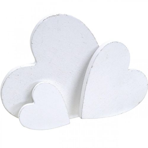 Drewniana dekoracja serca rozproszone serca ślubne białe 3/5/7cm 50p