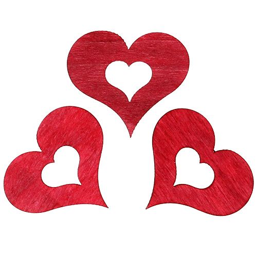 Floristik24 Drewniane serce do posypania czerwone 4cm 72 szt