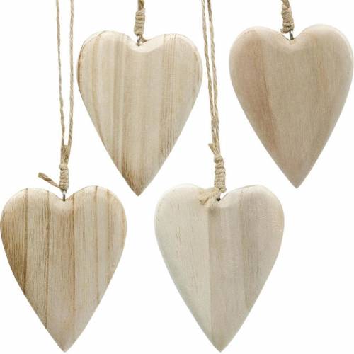 Produkt Drewniane serca do powieszenia naturalne 10cm 4szt