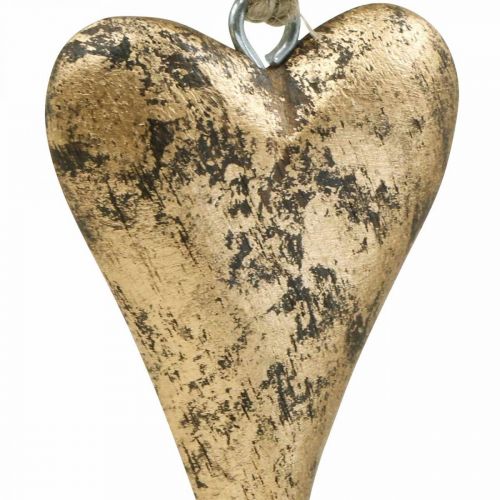 Floristik24 Drewniane Serce Efekt Złota, Walentynki, Dekoracja Ślubna 10×7cm