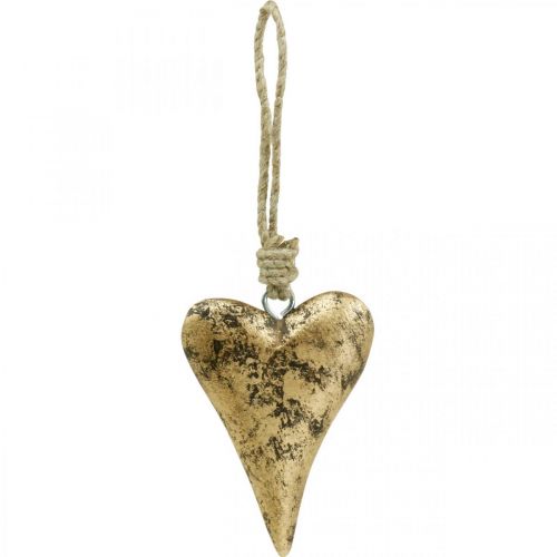Floristik24 Drewniane Serce Efekt Złota, Walentynki, Dekoracja Ślubna 10×7cm