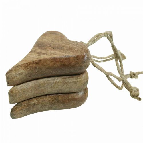 Floristik24 Drewniana zawieszka serce serce dekoracja drewniana do zawieszenia 10cm 3szt