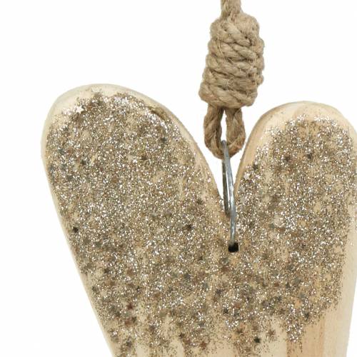 Produkt Drewniane Serca Brokatowe do Zawieszania 18cm x 10cm 2 szt