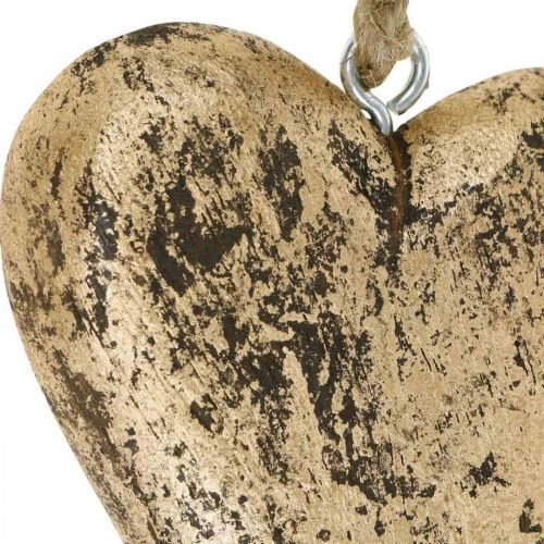 Produkt Serce do powieszenia drewniany złoty wieszak vintage 15cm