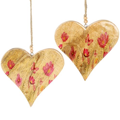 Produkt Drewniane Serca Do Wiszących Kwiatów Naturalny Róż H18cm 2 Szt