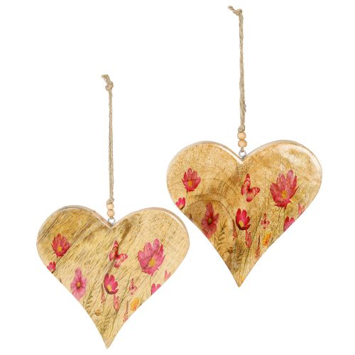 Produkt Drewniane Serca Do Wiszących Kwiatów Naturalny Róż H18cm 2 Szt