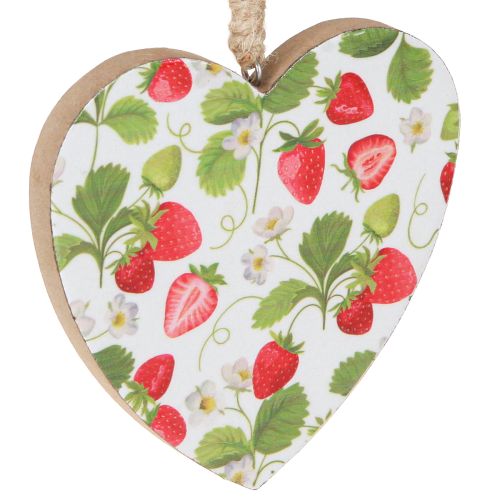 Produkt Dekoracyjne serce z motywem truskawki – letnia drewniana zawieszka do dekoracji domu wiejskiego 10cmx10cm 4 szt.