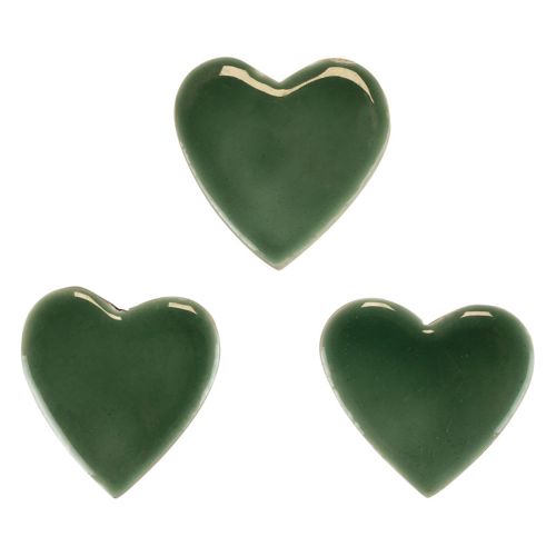 Floristik24 Serca drewniane serca dekoracyjne zielone drewno połysk 4,5cm 8szt