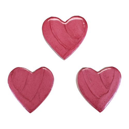 Produkt Serca drewniane ozdobne serca różowe błyszczące rozproszone dekoracja 4,5cm 8szt