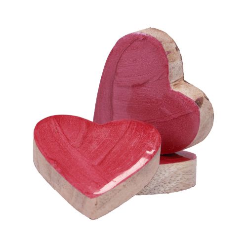 Produkt Serca drewniane ozdobne serca różowe błyszczące rozproszone dekoracja 4,5cm 8 szt