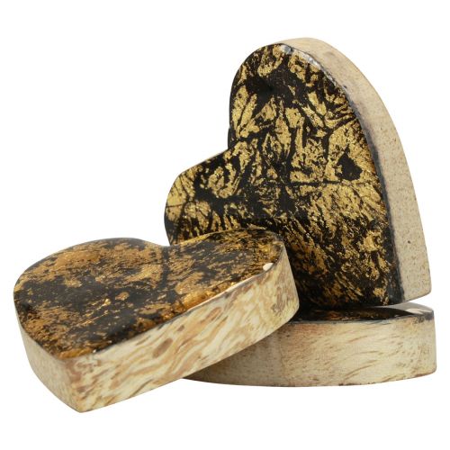 Produkt Serca drewniane serca ozdobne czarne złoto efekt połysku 4,5cm 8 szt