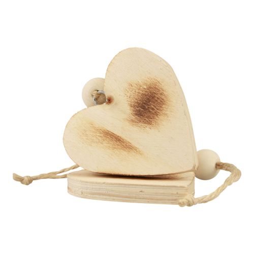 Produkt Drewniany wieszak dekoracyjny serca drewniane ozdobne serca spalone 8cm 6szt