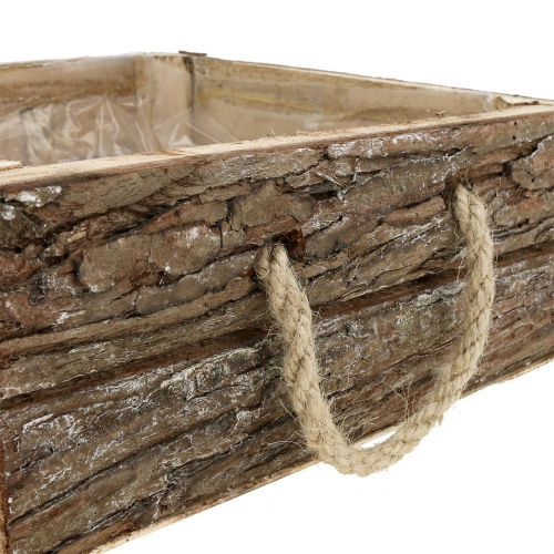 Floristik24 Skrzynia drewniana natura z uchwytami z liny 25x25cm H9cm