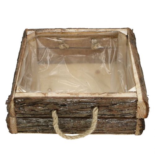 Floristik24 Skrzynia drewniana natura z uchwytami z liny 25x25cm H9cm
