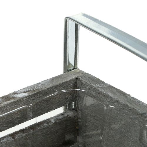 Floristik24 Drewniane pudełko szare 20cm x 9cm H6cm z uchwytami