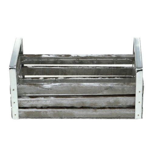 Floristik24 Drewniane pudełko szare 20cm x 9cm H6cm z uchwytami