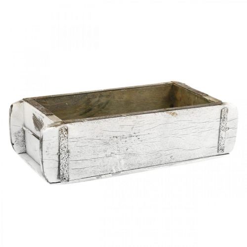 Floristik24 Kształt cegły, pudełko z cegły, drewniane pudełko z metalowymi okuciami, antyczne wykończenie, bielone dł. 32 cm wys. 9 cm