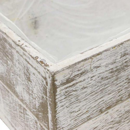 Floristik24 Skrzynka do doniczek drewniana vintage kremowa, brązowa 32×16/28×13cm zestaw 2