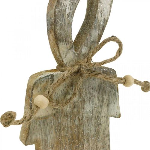 Floristik24 Drewniana świeca, dekoracja stołu Shabby Chic, drewniana dekoracja z efektem brokatu H29,5cm