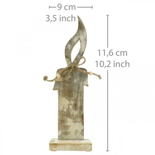 Floristik24 Drewniana świeca, dekoracja stołu Shabby Chic, drewniana dekoracja z efektem brokatu H29,5cm