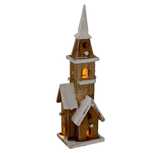 Floristik24 Kościół drewniany z oświetleniem 40cm