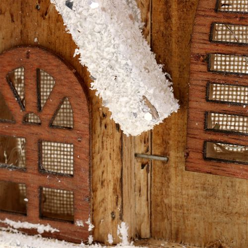 Floristik24 Kościół drewniany z oświetleniem LED Ciepła Biel 5L 16cm x 27cm