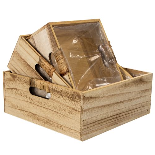 Drewniane pudełko z tablicą i wkładką, zestaw 3 rozmiarów, 30 cm | Floristik24.pl