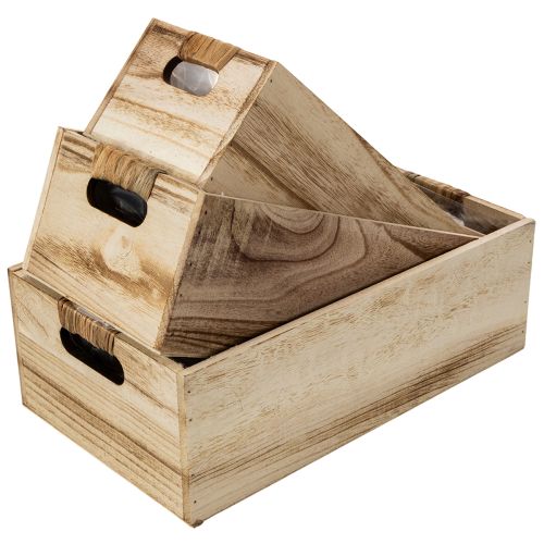 Drewniane pudełko z tabliczką do opisywania, zestaw 3 szt., 36 cm | Floristik24.pl