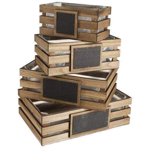Produkt Drewniane pudełko z tekturowym pudełkiem na rośliny 40/35/30/25 cm, zestaw 4 szt