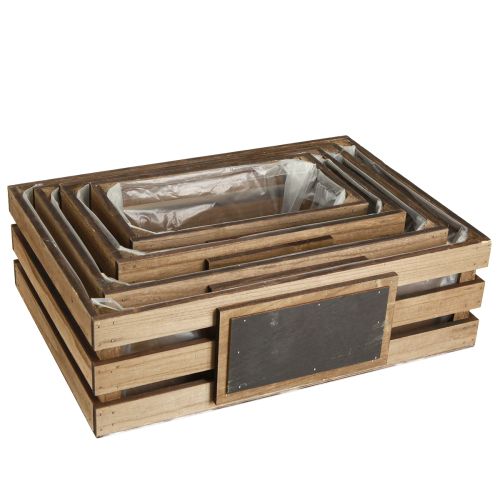 Produkt Drewniane pudełko z tekturowym pudełkiem na rośliny 40/35/30/25 cm, zestaw 4 szt