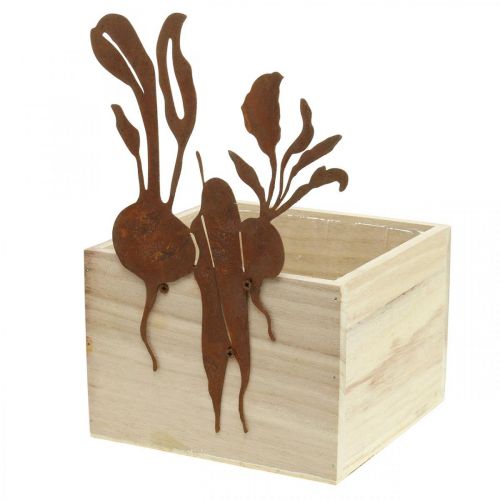 Floristik24 Pudełko na rośliny z drewnem z dekoracją rdzy pojemnik na warzywa 17×17×12cm