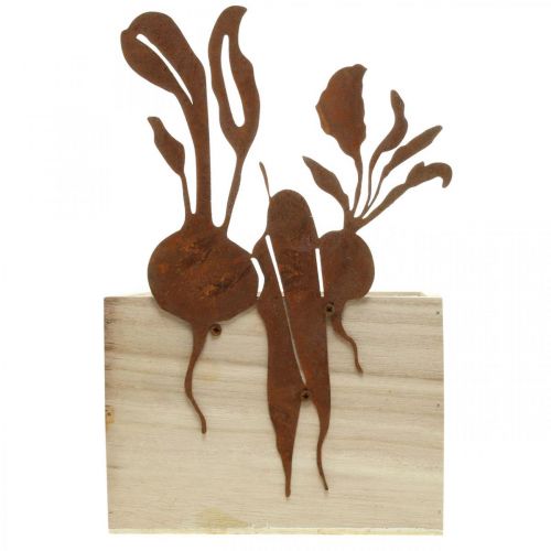 Produkt Pudełko na rośliny z drewnem z dekoracją rdzy pojemnik na warzywa 17×17×12cm