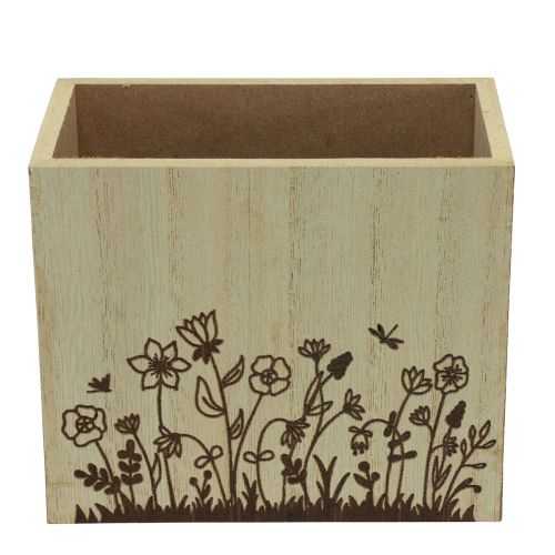 Floristik24 Drewniane pudełko z uchwytem na długopisy, organizer na biurko naturalny 14×8×12cm