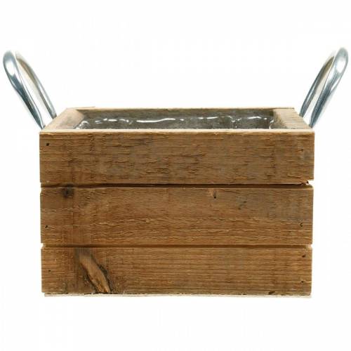Floristik24 Pudełko na rośliny drewniane pudełko z uchwytami naturalne 16,5×16,5 cm
