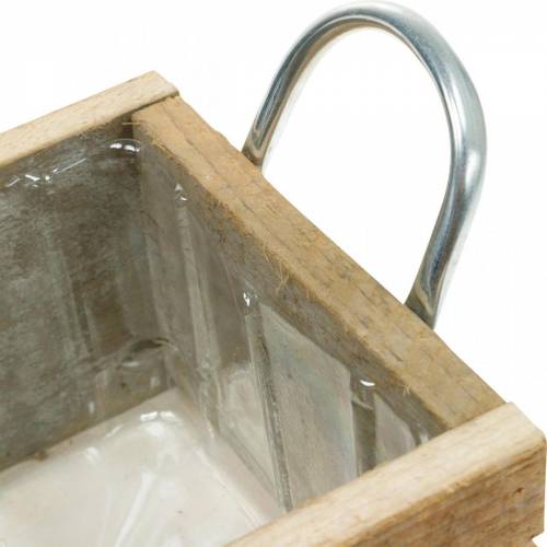 Floristik24 Pudełko na rośliny drewniane pudełko z uchwytami naturalne 16,5×16,5 cm