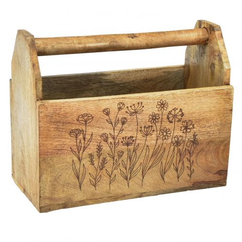 Floristik24 Drewniana skrzynia z uchwytem skrzynka narzędziowa drewniana 30x15x24cm