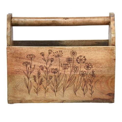 Floristik24 Drewniana skrzynia z uchwytem skrzynka narzędziowa drewniana 30x15x24cm