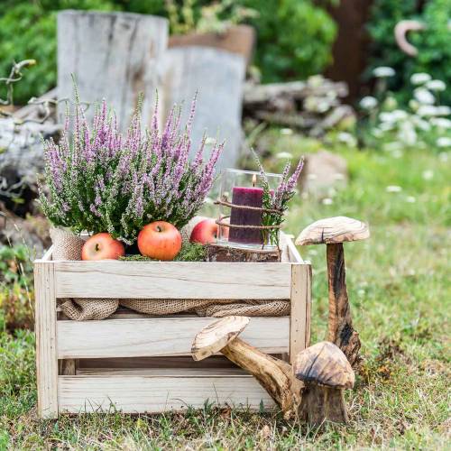 Floristik24 Drewniane pudełko Naturalny Brąz 43,5cm/37,7cm/31,8cm Zestaw 3 szt.