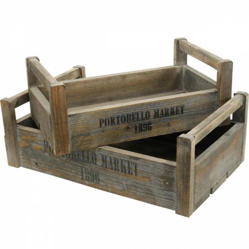 Deco taca vintage skrzynka drewniana 39,5×23/46,5×28,5cm zestaw 2 szt.