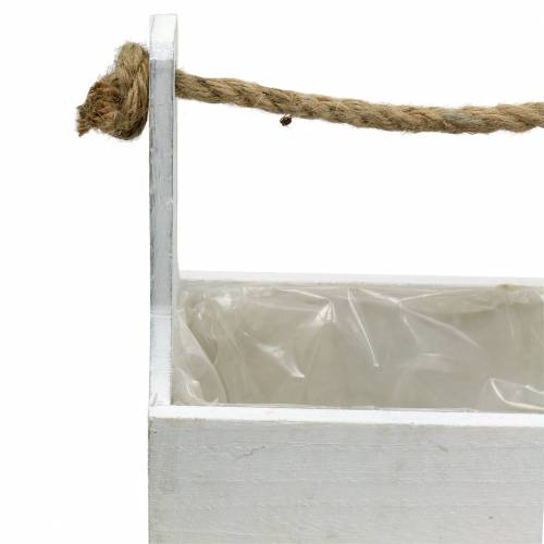 Floristik24 Planter Box Skrzynka na narzędzia z rączką drewniana skrzynka biała 27×15cm/22×10,5cm