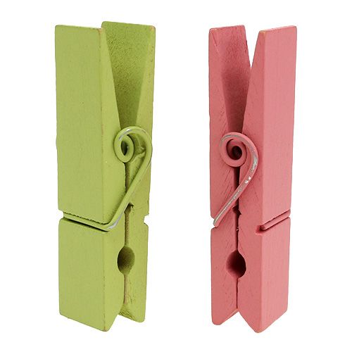 Floristik24 Klipsy drewniane kolorowe 7,2cm 48 szt