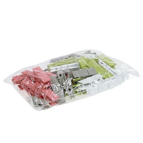 Floristik24 Klipsy drewniane kolorowe 7,2cm 48 szt