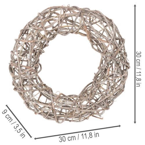 Wieniec drewniany, wianek dekoracyjny, naturalna biel, Ø30cm, wys. 9,5cm | Floristik24.pl