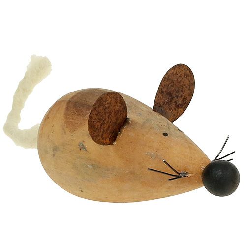 Floristik24 Myszka drewniana biała, naturalna 16cm 4szt.