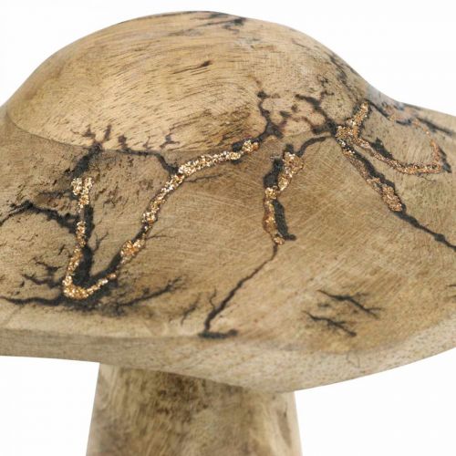 Floristik24 Grzyb drewniany ze wzorem dekoracja drewniana grzyb naturalny, złoty Ø12,5cm W15cm