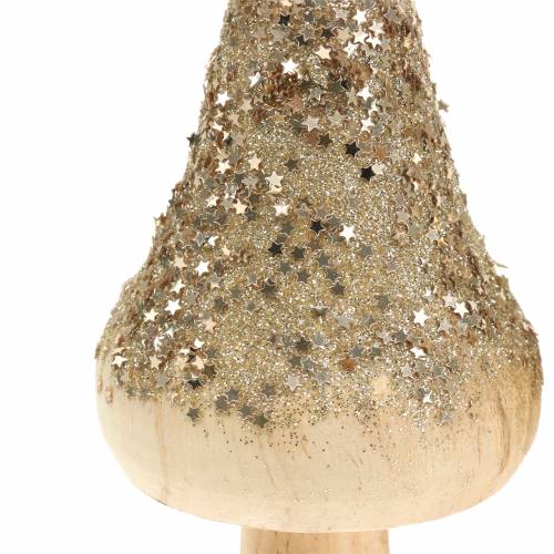 Floristik24 Grzybek drewniany z brokatem H17cm 2szt.
