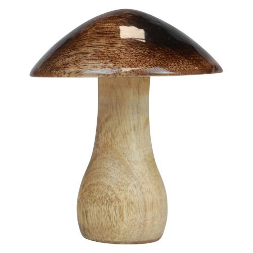 Floristik24 Drewniana dekoracja grzybkowa z efektem naturalnego brązowego połysku Ø10cm W12cm